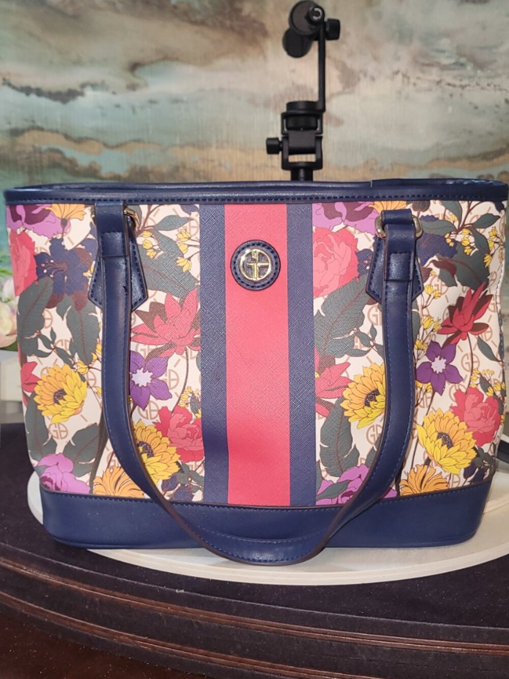 Gianni Bernini Floral Non Leather Satchel  [Item #HR04]